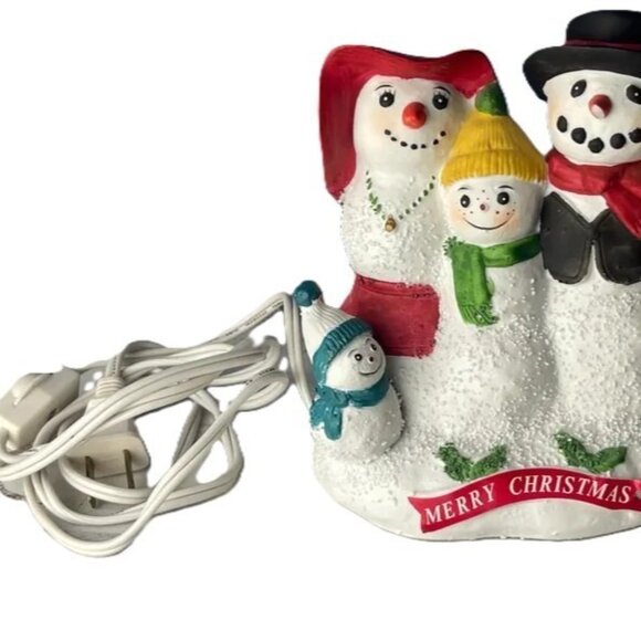 Vtg Snowman Wind Up Musical Figurine Porcelain Plays White Christmas New - Picture 7 of 8